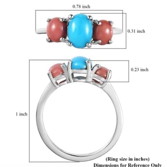 Peach Opal And Sleeping Beauty Turquoise Ring 7 And Earring Set - Picture 3 of 16